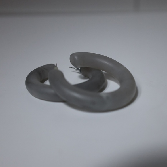 Matte Gray Resin Hoop Earrings – Chunky Lightweight Statement Hoops - Picture 1 of 3